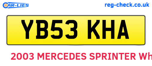 YB53KHA are the vehicle registration plates.