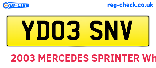 YD03SNV are the vehicle registration plates.