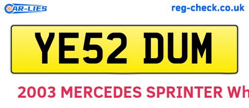 YE52DUM are the vehicle registration plates.