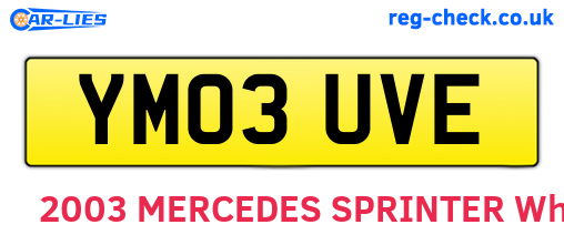 YM03UVE are the vehicle registration plates.