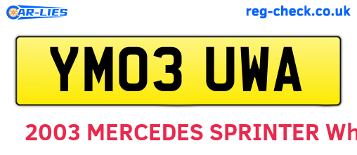 YM03UWA are the vehicle registration plates.