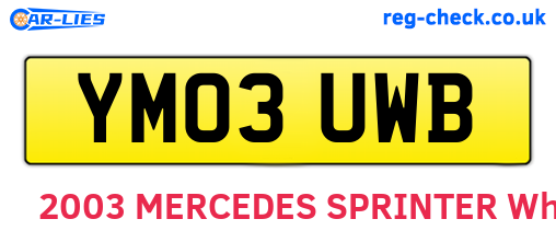 YM03UWB are the vehicle registration plates.