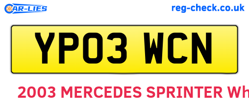 YP03WCN are the vehicle registration plates.