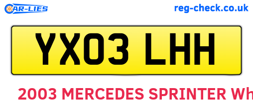 YX03LHH are the vehicle registration plates.
