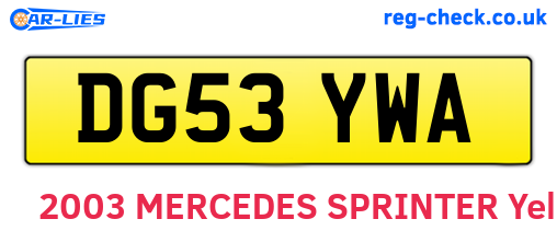DG53YWA are the vehicle registration plates.
