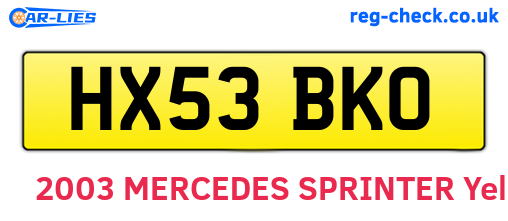 HX53BKO are the vehicle registration plates.