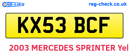 KX53BCF are the vehicle registration plates.