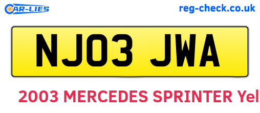 NJ03JWA are the vehicle registration plates.