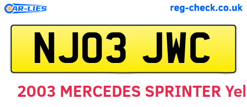 NJ03JWC are the vehicle registration plates.