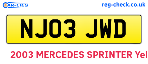 NJ03JWD are the vehicle registration plates.