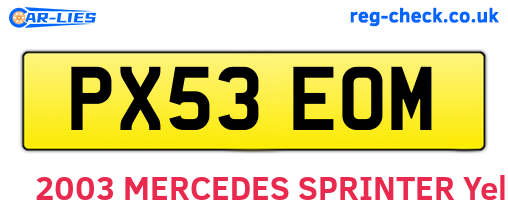 PX53EOM are the vehicle registration plates.