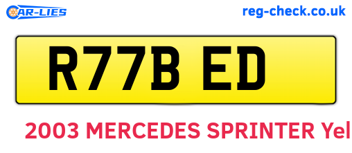 R77BED are the vehicle registration plates.
