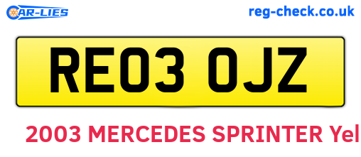 RE03OJZ are the vehicle registration plates.