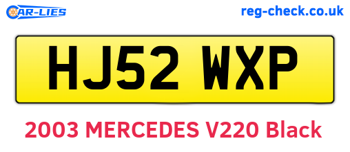 HJ52WXP are the vehicle registration plates.
