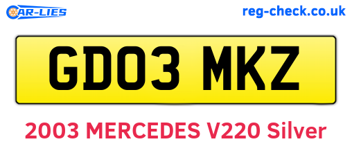 GD03MKZ are the vehicle registration plates.