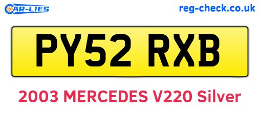 PY52RXB are the vehicle registration plates.