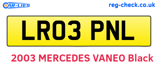 LR03PNL are the vehicle registration plates.