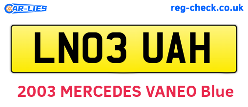 LN03UAH are the vehicle registration plates.