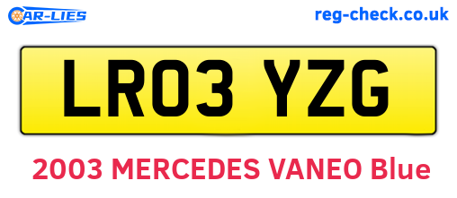 LR03YZG are the vehicle registration plates.
