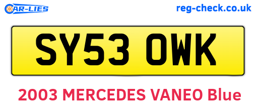 SY53OWK are the vehicle registration plates.
