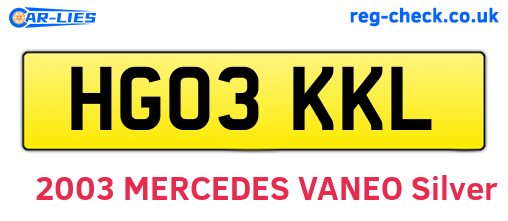 HG03KKL are the vehicle registration plates.