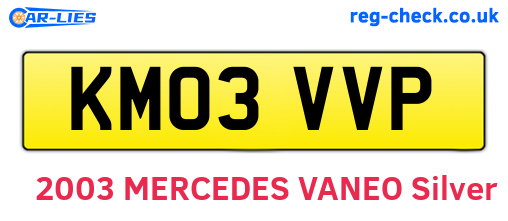 KM03VVP are the vehicle registration plates.
