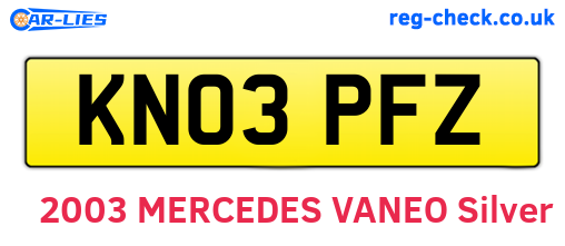 KN03PFZ are the vehicle registration plates.