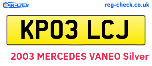 KP03LCJ are the vehicle registration plates.