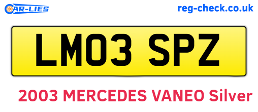 LM03SPZ are the vehicle registration plates.