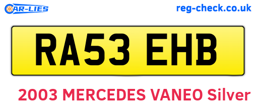 RA53EHB are the vehicle registration plates.