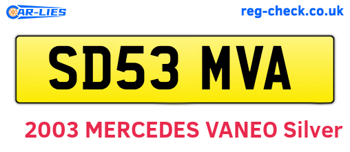 SD53MVA are the vehicle registration plates.