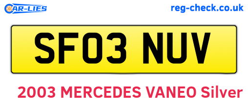 SF03NUV are the vehicle registration plates.