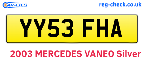 YY53FHA are the vehicle registration plates.