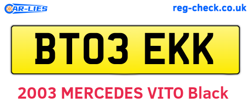 BT03EKK are the vehicle registration plates.
