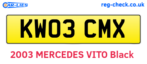 KW03CMX are the vehicle registration plates.