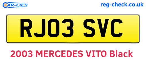 RJ03SVC are the vehicle registration plates.