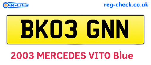 BK03GNN are the vehicle registration plates.