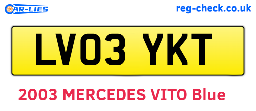 LV03YKT are the vehicle registration plates.