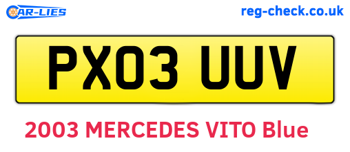 PX03UUV are the vehicle registration plates.