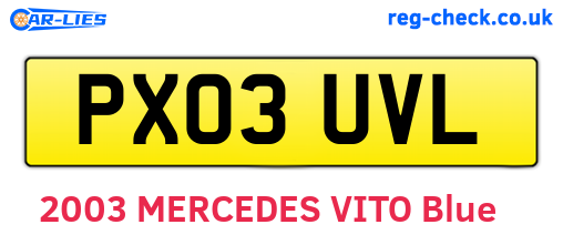 PX03UVL are the vehicle registration plates.