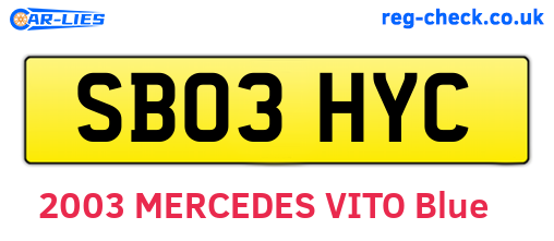 SB03HYC are the vehicle registration plates.