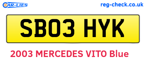 SB03HYK are the vehicle registration plates.