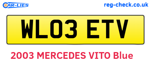 WL03ETV are the vehicle registration plates.