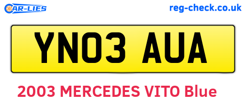 YN03AUA are the vehicle registration plates.