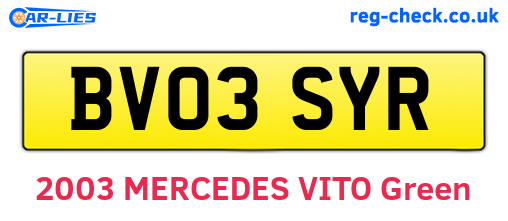BV03SYR are the vehicle registration plates.