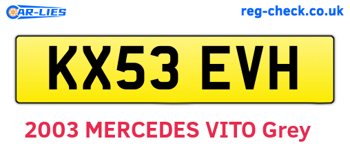 KX53EVH are the vehicle registration plates.