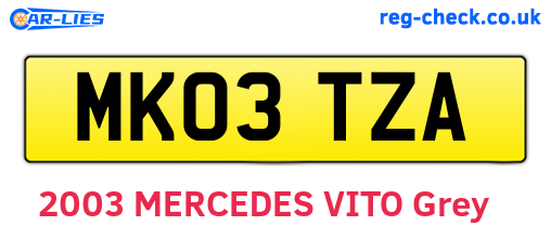 MK03TZA are the vehicle registration plates.