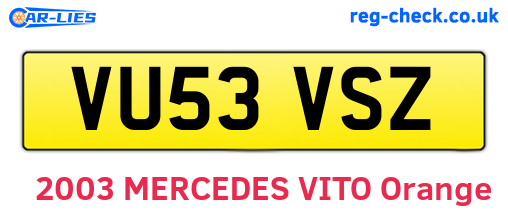 VU53VSZ are the vehicle registration plates.