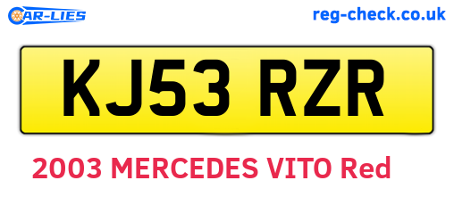 KJ53RZR are the vehicle registration plates.