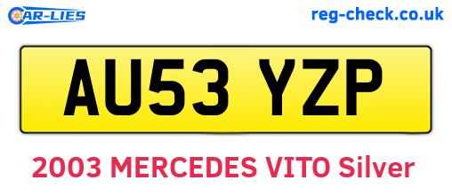 AU53YZP are the vehicle registration plates.